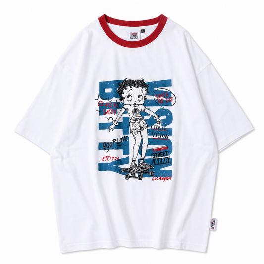 VISION STREET WEAR Betty Boop Graffiti Tシャツ WHITE/RED