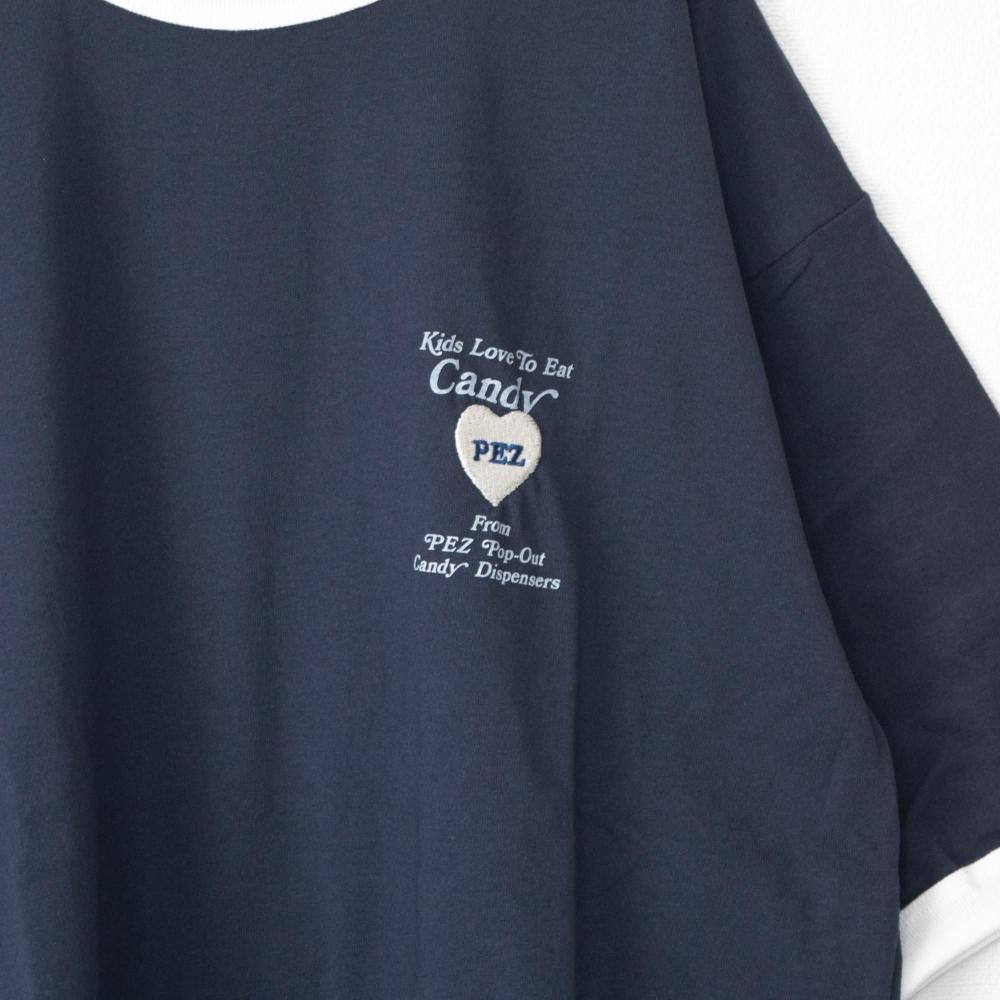 PEZ ハートポスタープリント Tシャツ NAVY