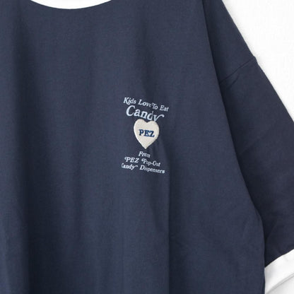 PEZ ハートポスタープリント Tシャツ NAVY