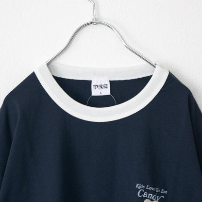 PEZ ハートポスタープリント Tシャツ NAVY