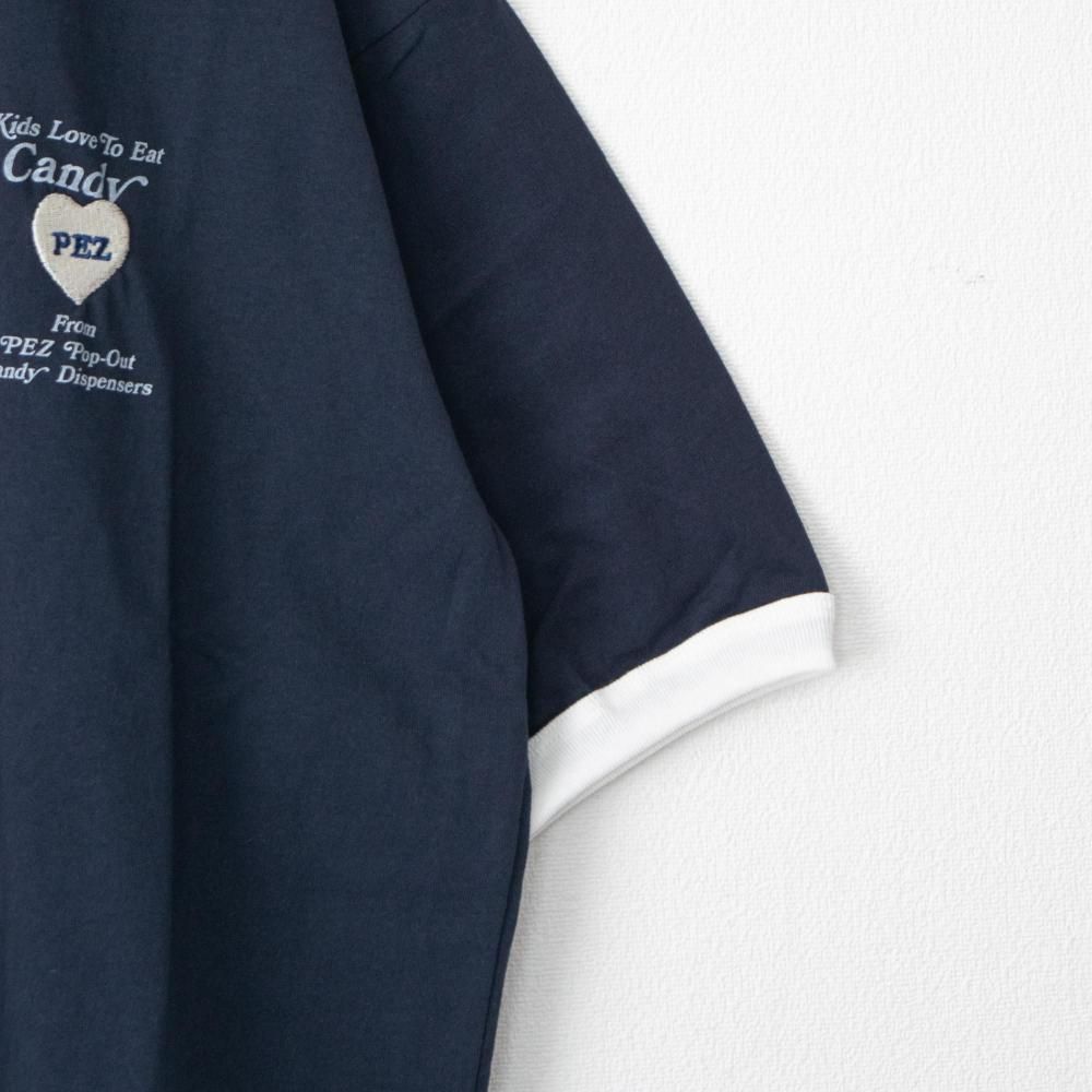 PEZ ハートポスタープリント Tシャツ NAVY