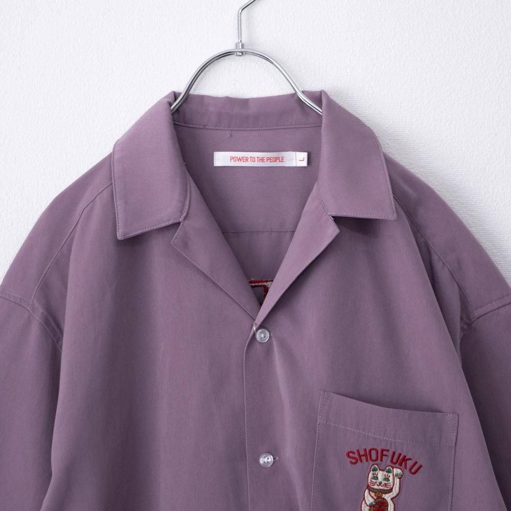POWER TO THE PEOPLE JAPAN Series MANEKINEKO 開襟 半袖シャツ PINK PURPLE