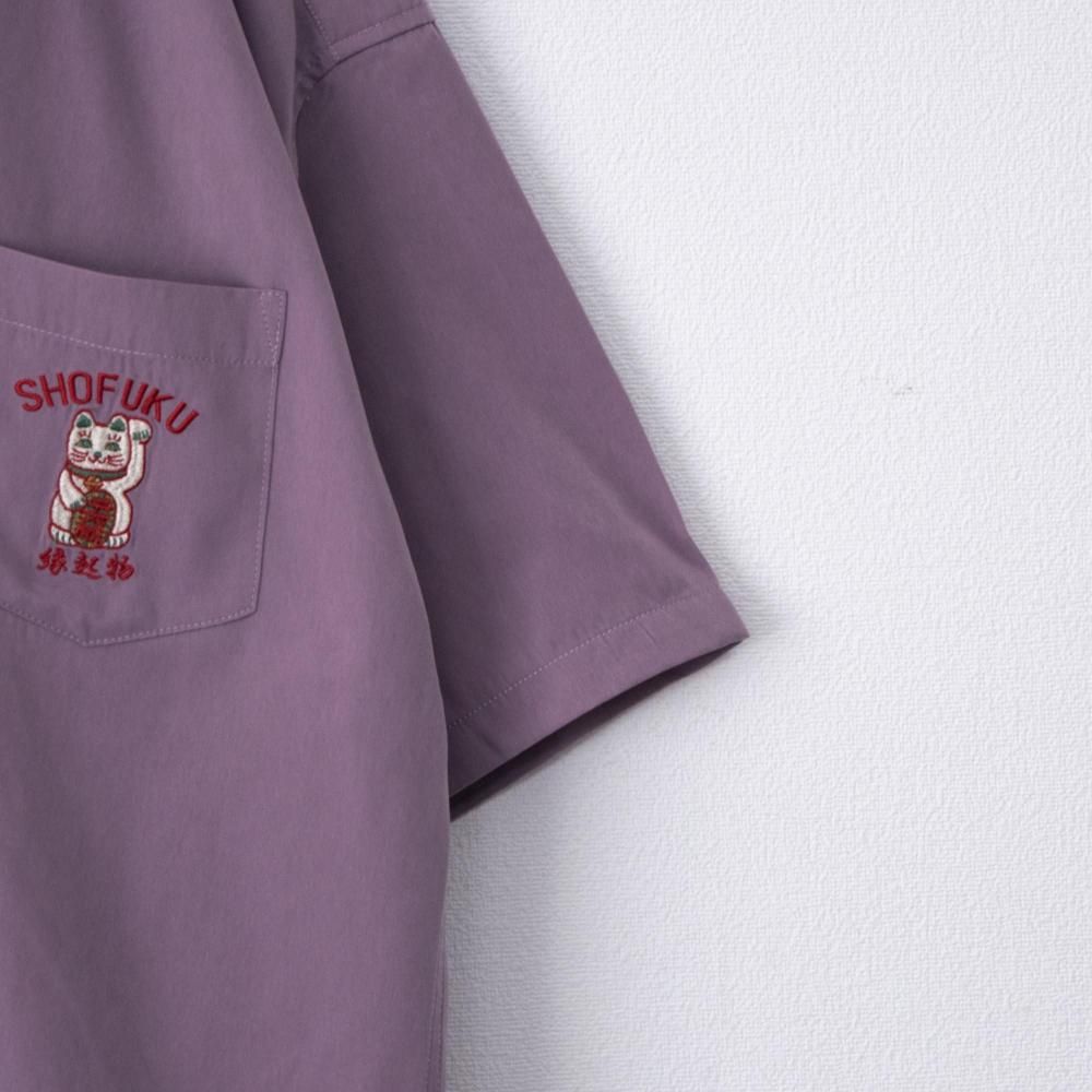 POWER TO THE PEOPLE JAPAN Series MANEKINEKO 開襟 半袖シャツ PINK PURPLE