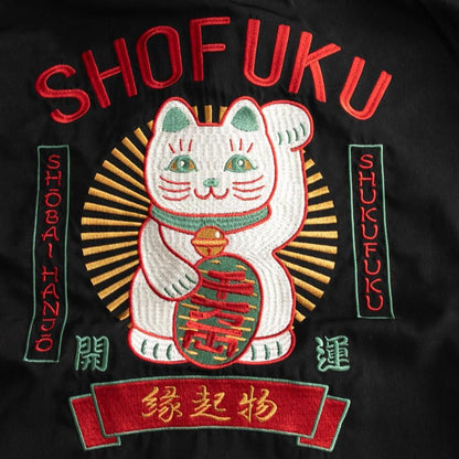 POWER TO THE PEOPLE JAPAN Series MANEKINEKO 開襟 半袖シャツ BLACK