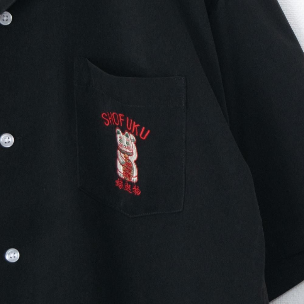 POWER TO THE PEOPLE JAPAN Series MANEKINEKO 開襟 半袖シャツ BLACK