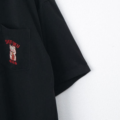 POWER TO THE PEOPLE JAPAN Series MANEKINEKO 開襟 半袖シャツ BLACK