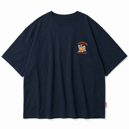 POWER TO THE PEOPLE JAPAN Series 梨地 RAMEN 刺繍 Tシャツ NAVY