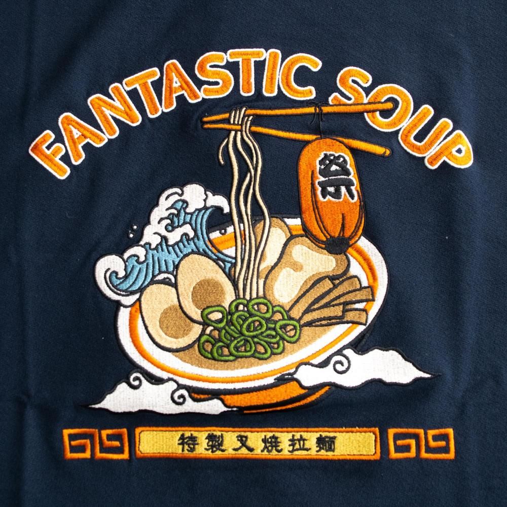 POWER TO THE PEOPLE JAPAN Series 梨地 RAMEN 刺繍 Tシャツ NAVY