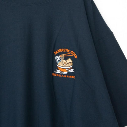 POWER TO THE PEOPLE JAPAN Series 梨地 RAMEN 刺繍 Tシャツ NAVY