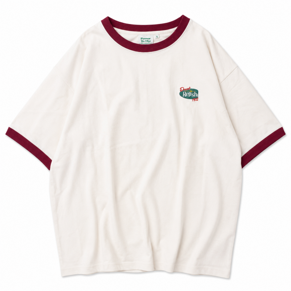 POWER TO THE PEOPLE クリームソーダ 刺繍 Tシャツ WHITE/RED