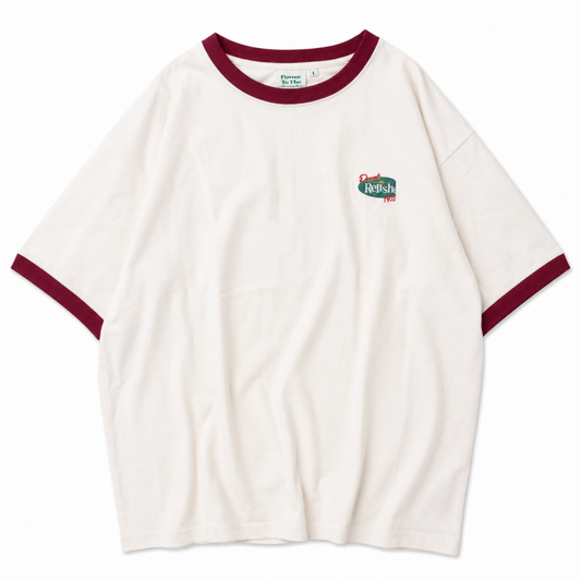 POWER TO THE PEOPLE クリームソーダ 刺繍 Tシャツ WHITE/RED