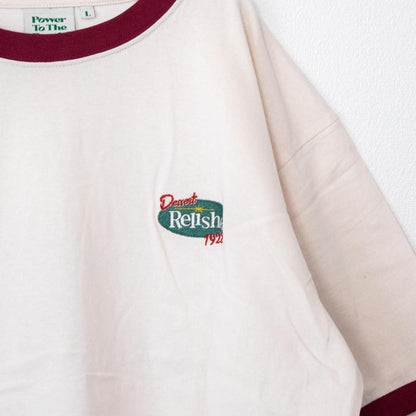 POWER TO THE PEOPLE クリームソーダ 刺繍 Tシャツ WHITE/RED