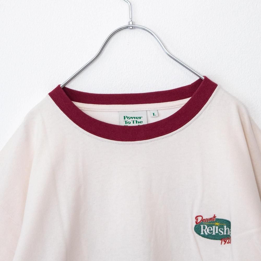 POWER TO THE PEOPLE クリームソーダ 刺繍 Tシャツ WHITE/RED