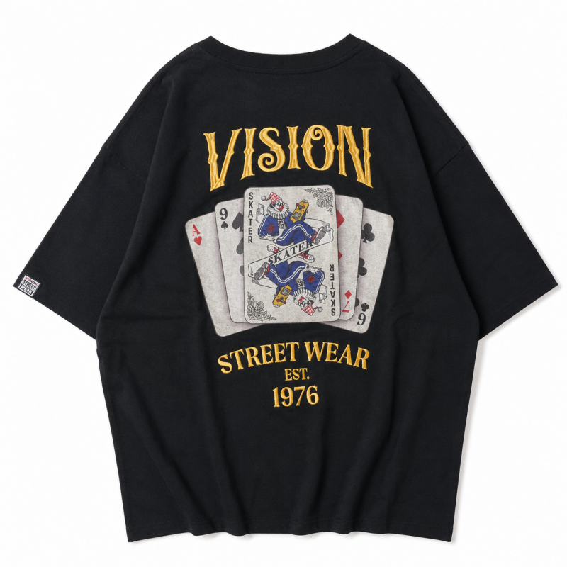 VISION STREET WEAR スケーター トランプ Tシャツ BLACK