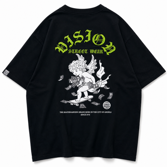 VISION STREET WEAR ANGEL スケーター Tシャツ BLACK
