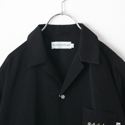 POWER TO THE PEOPLE スケートブルドッグ開襟 半袖シャツ BLACK