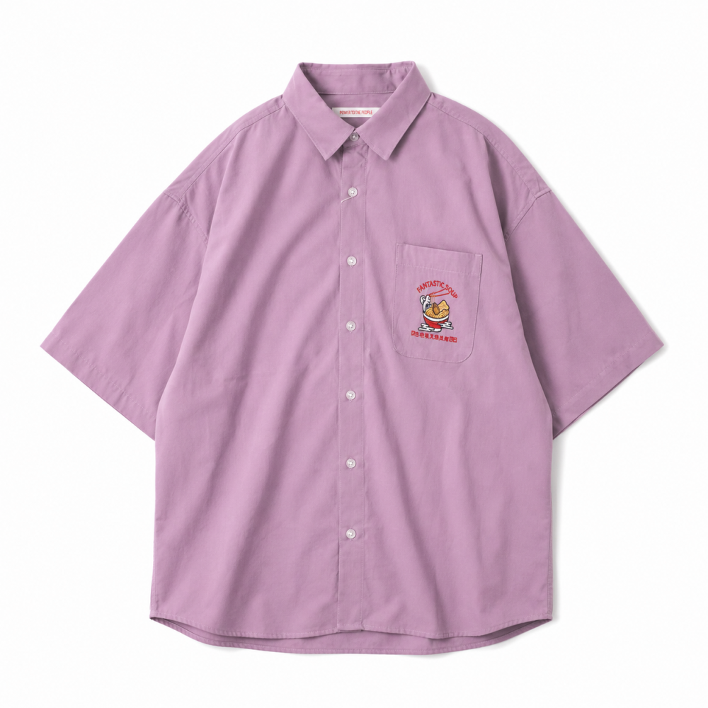 POWER TO THE PEOPLE JAPAN Series RAMEN 開襟 半袖シャツ PURPLE