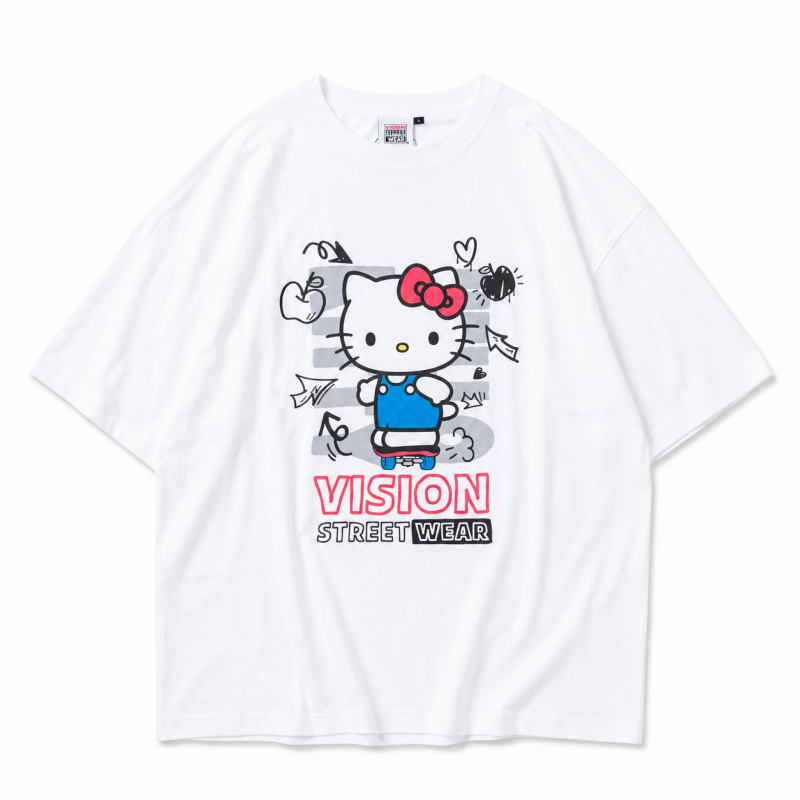 VISION STREET WEAR サンリオ HelloKitty キティ Front/Back Tシャツ WHITE
