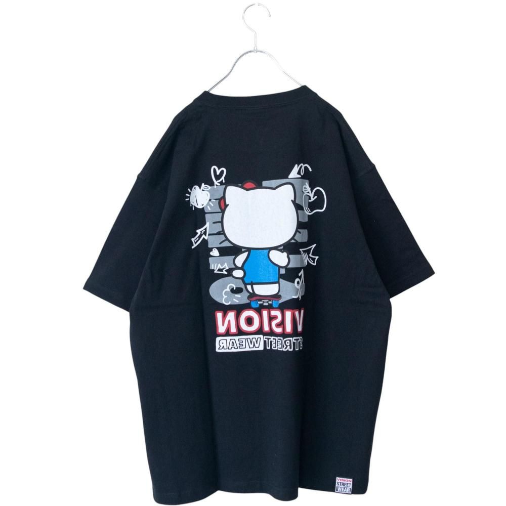 VISION STREET WEAR サンリオ HelloKitty キティ Front/Back Tシャツ BLACK