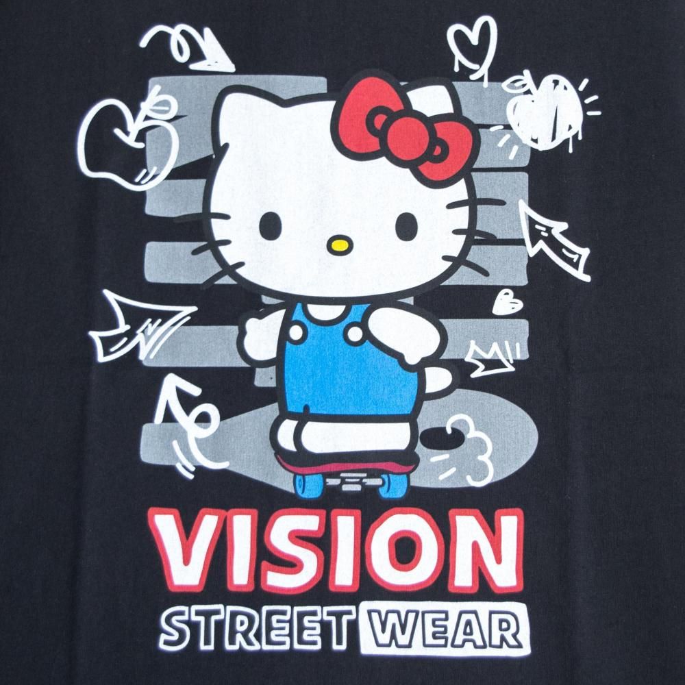 VISION STREET WEAR サンリオ HelloKitty キティ Front/Back Tシャツ BLACK