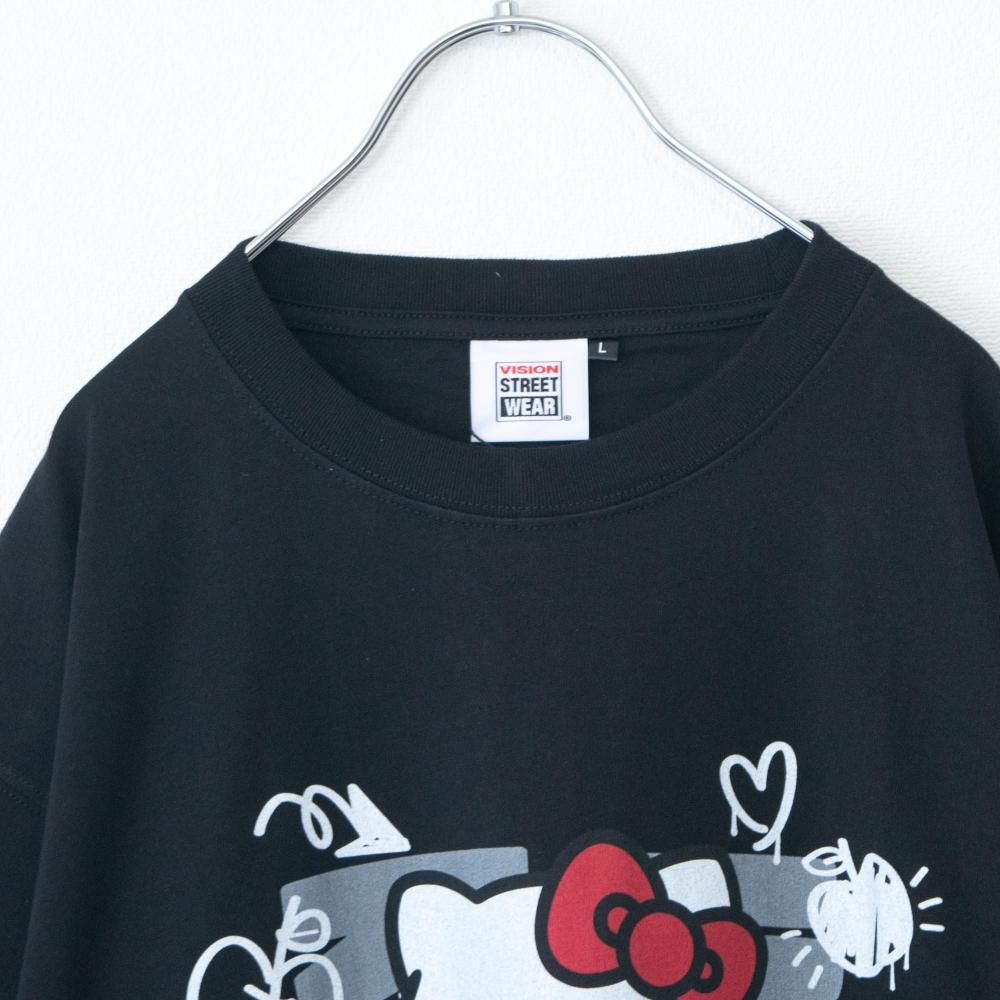 VISION STREET WEAR サンリオ HelloKitty キティ Front/Back Tシャツ BLACK