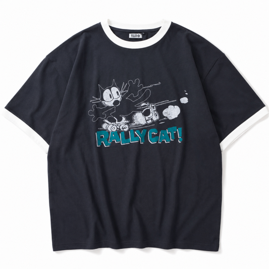 FELIX THE CAT  リンガー Tシャツ CHARCOAL
