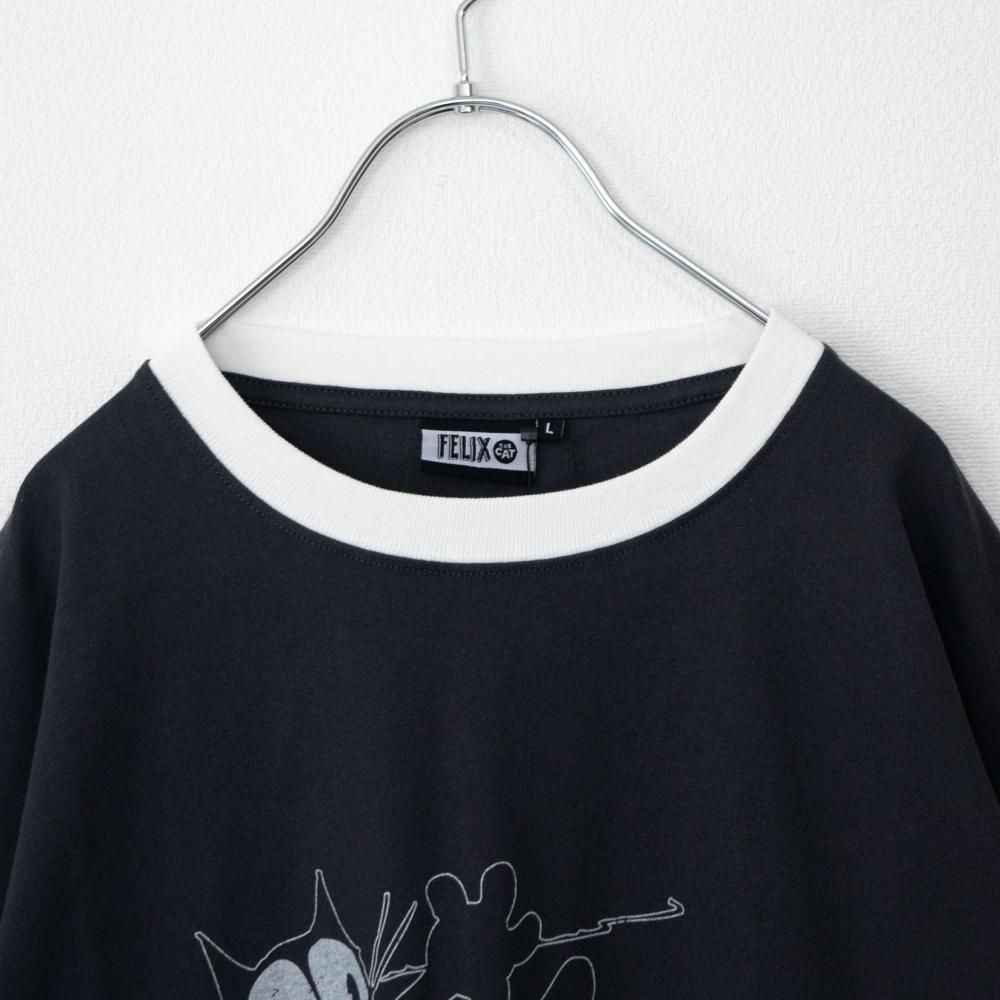FELIX THE CAT  リンガー Tシャツ CHARCOAL