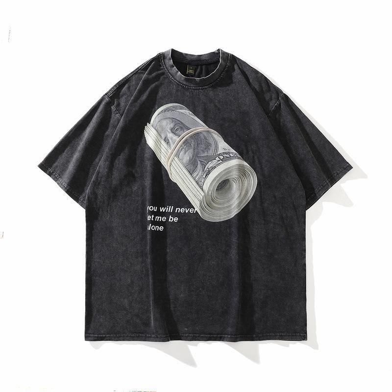 Money ウォッシュ加工 ユニセックス Tシャツ BLACK