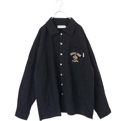 POWER TO THE PEOPLE TIGER 麻ライク 刺繍 シャツ BLACK