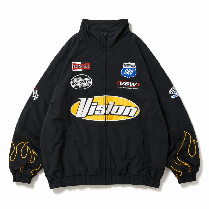VISION STREET WEAR ナイロンレーシングジャケット BLACK