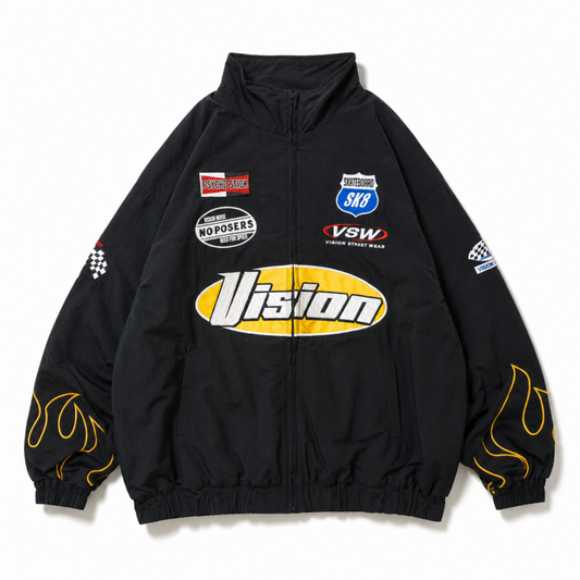 VISION STREET WEAR ナイロンレーシングジャケット BLACK