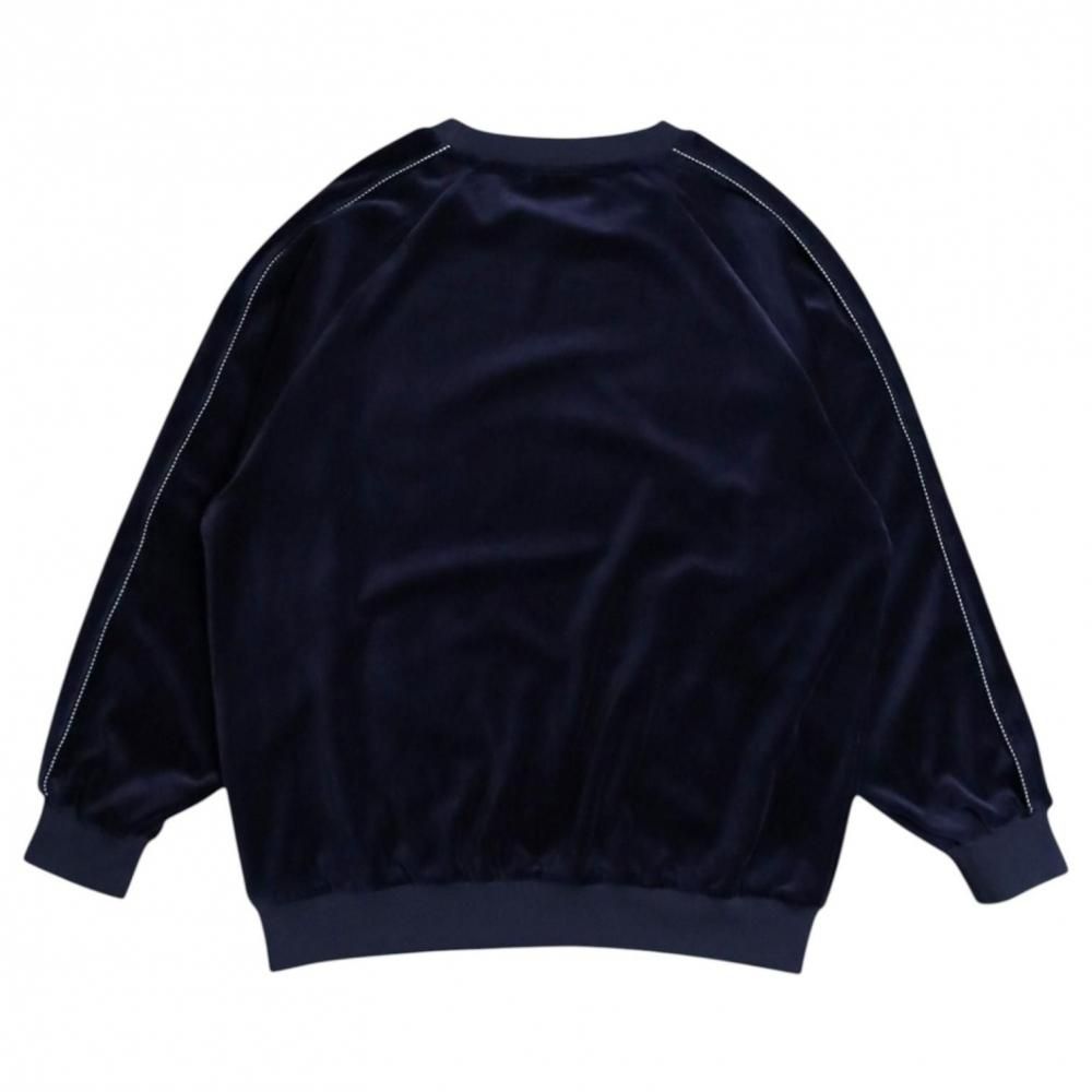 POWER TO THE PEOPLE ベロア ラグラン スウェット NAVY