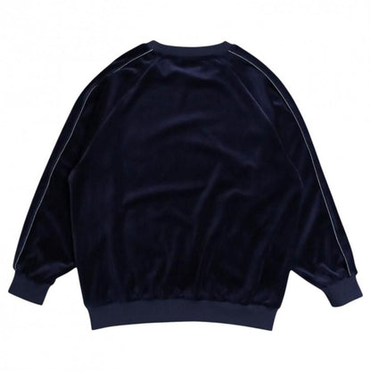 POWER TO THE PEOPLE ベロア ラグラン スウェット NAVY