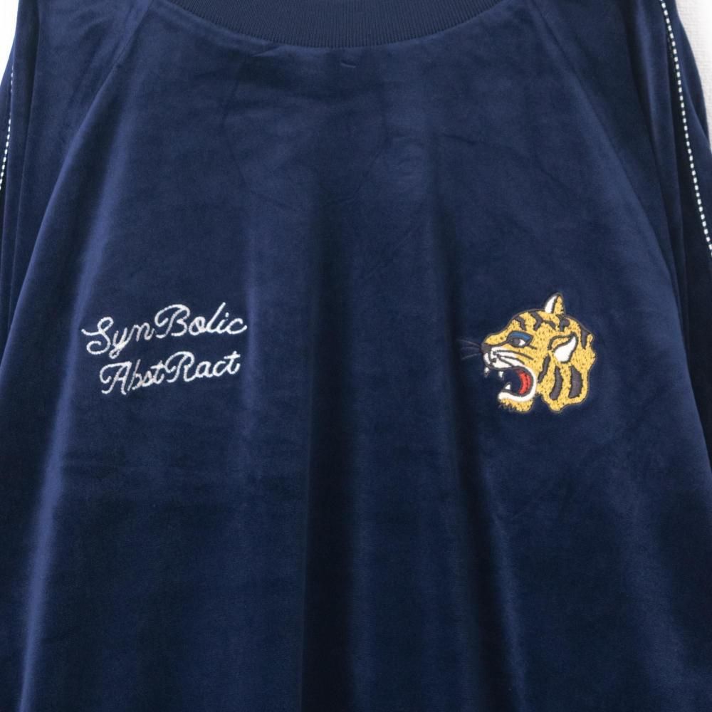 POWER TO THE PEOPLE ベロア ラグラン スウェット NAVY