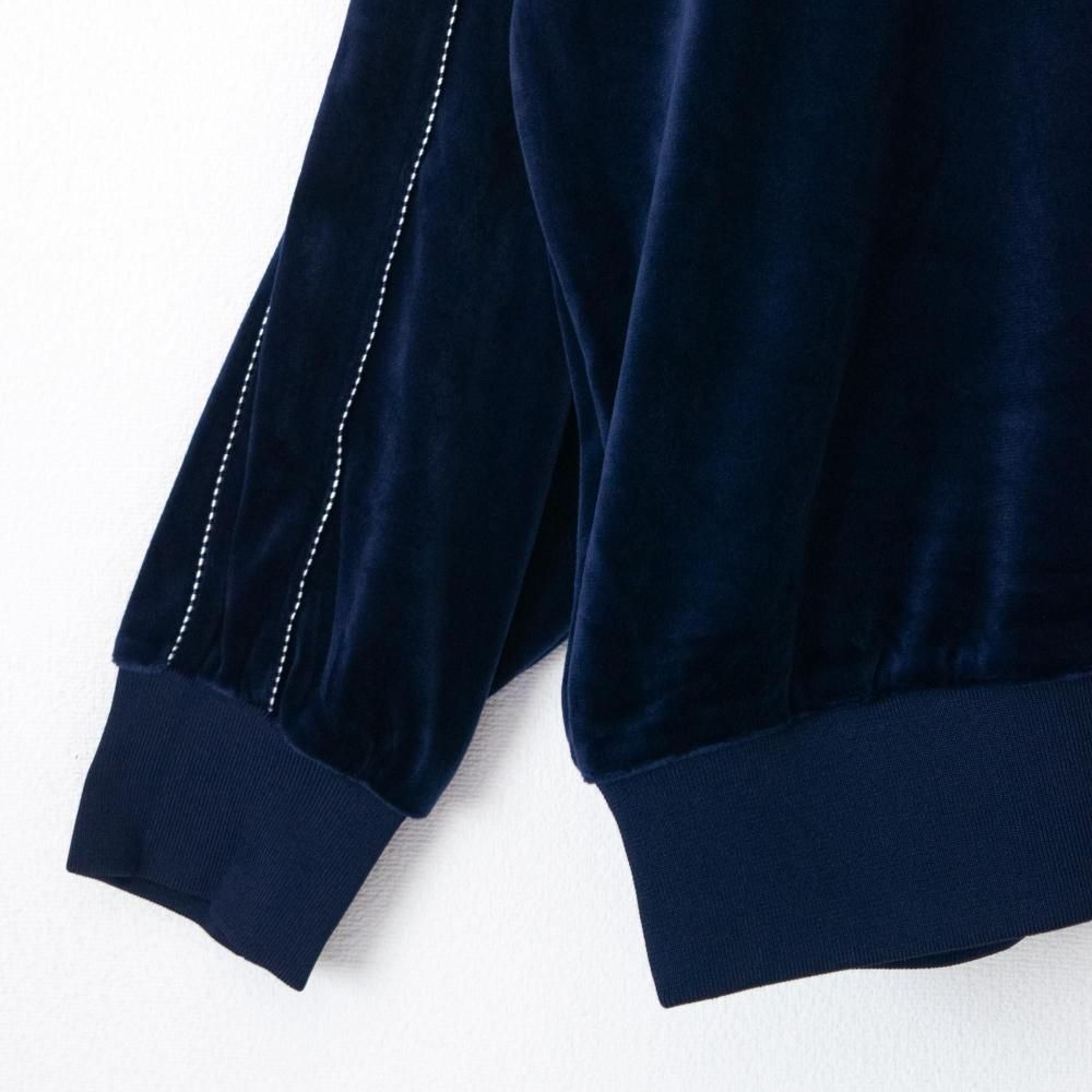 POWER TO THE PEOPLE ベロア ラグラン スウェット NAVY