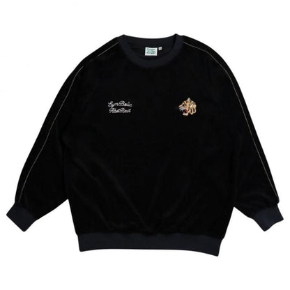 POWER TO THE PEOPLE ベロア ラグラン スウェット BLACK