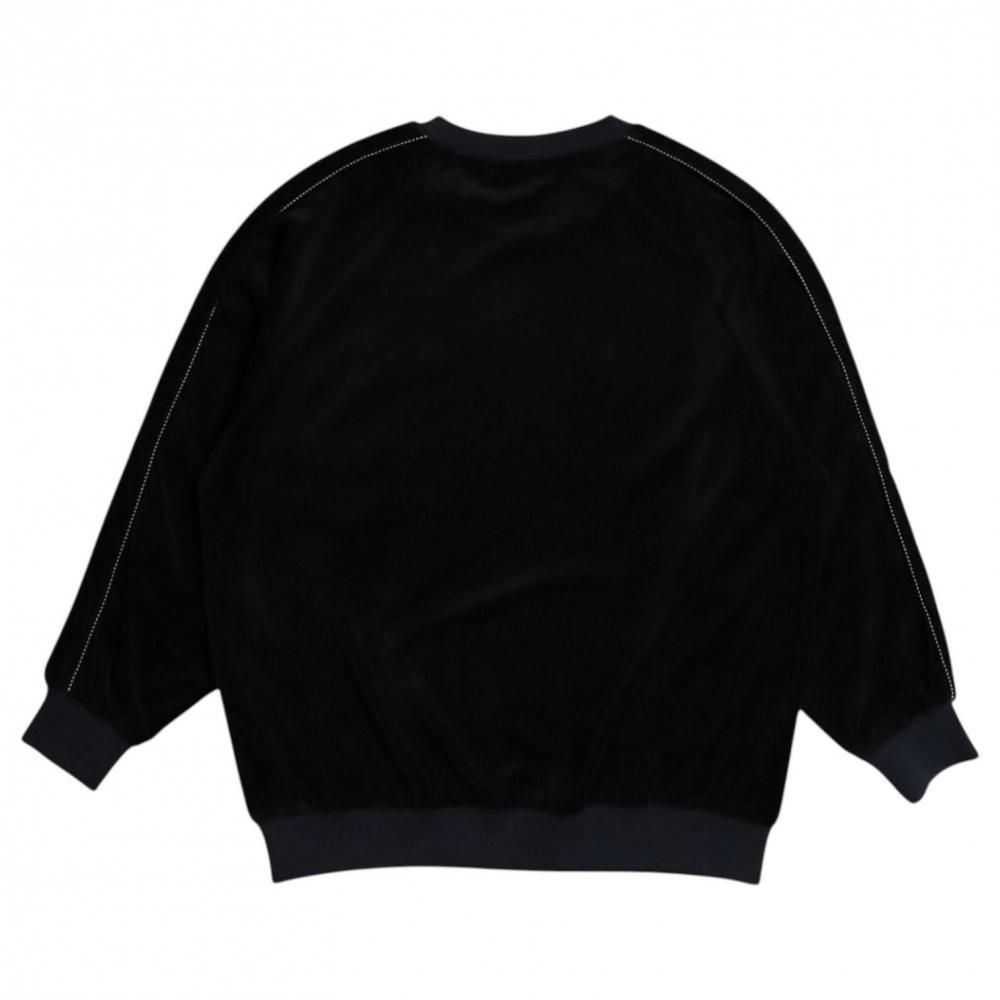 POWER TO THE PEOPLE ベロア ラグラン スウェット BLACK