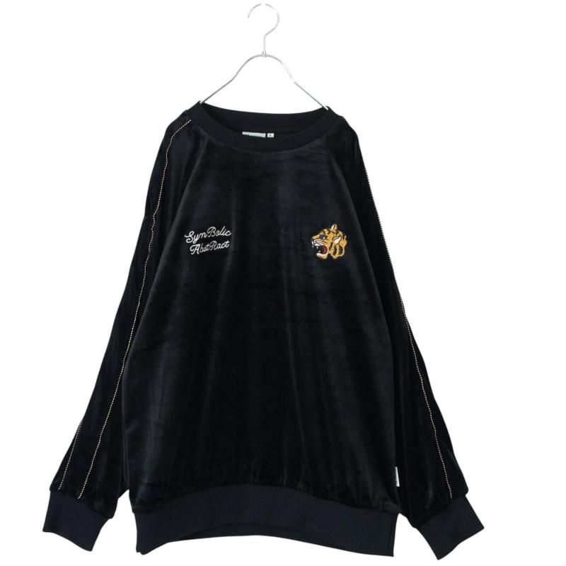 POWER TO THE PEOPLE ベロア ラグラン スウェット BLACK