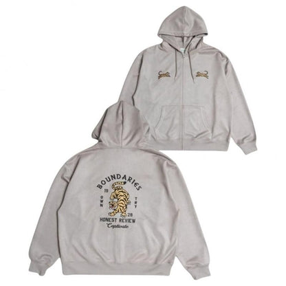 POWER TO THE PEOPLE TIGER フェイクスウェード ZIP パーカー LIGHT GRAY