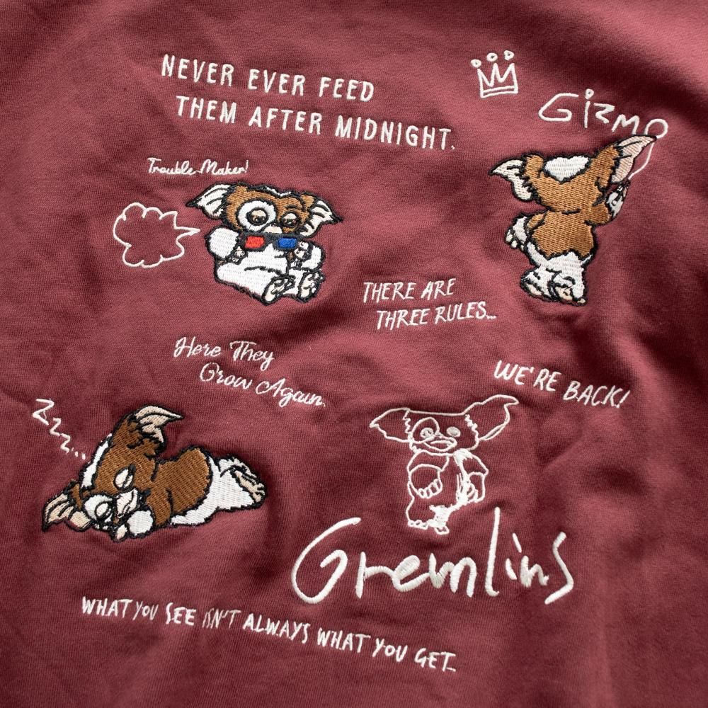 GREMLINS グレムリン ギズモ ラクガキ刺繍 スウェット WINE RED
