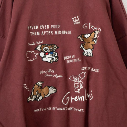 GREMLINS グレムリン ギズモ ラクガキ刺繍 スウェット WINE RED