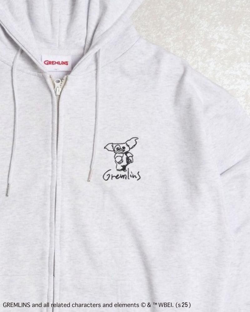 GREMLINS ギズモ ラクガキ刺繍 ZIP パーカー LIGHT GRAY