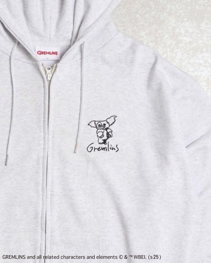 GREMLINS ギズモ ラクガキ刺繍 ZIP パーカー LIGHT GRAY