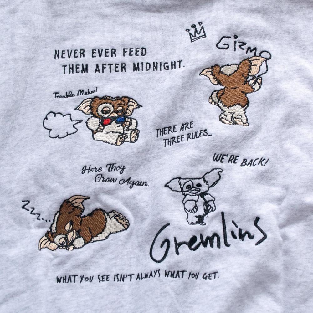 GREMLINS ギズモ ラクガキ刺繍 ZIP パーカー LIGHT GRAY