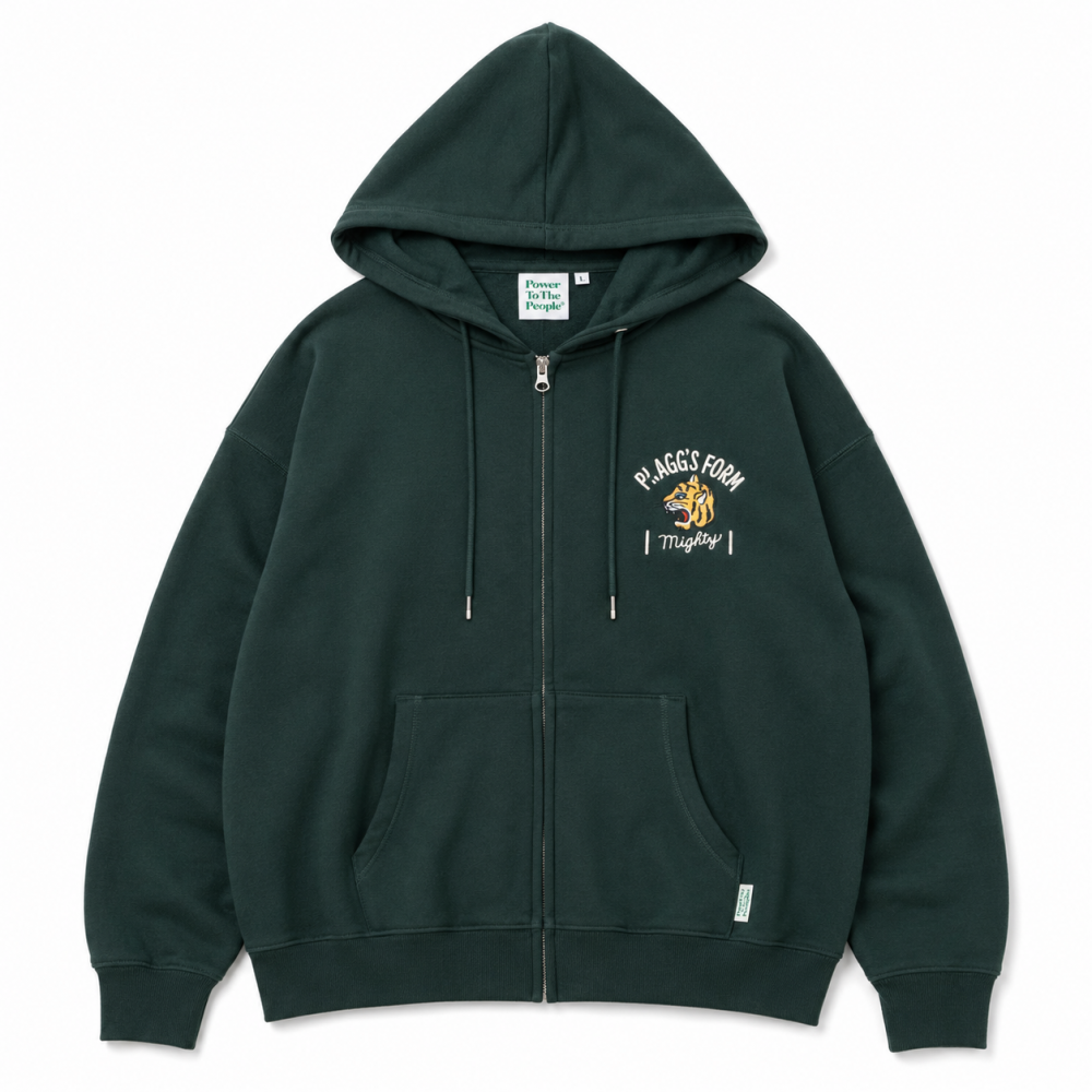 POWER TO THE PEOPLE TIGER ZIP パーカー D.GREEN