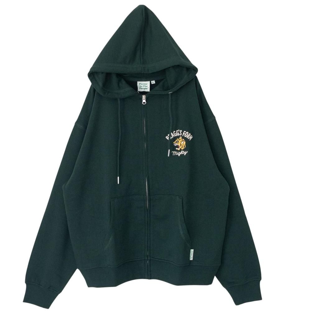 POWER TO THE PEOPLE TIGER ZIP パーカー D.GREEN
