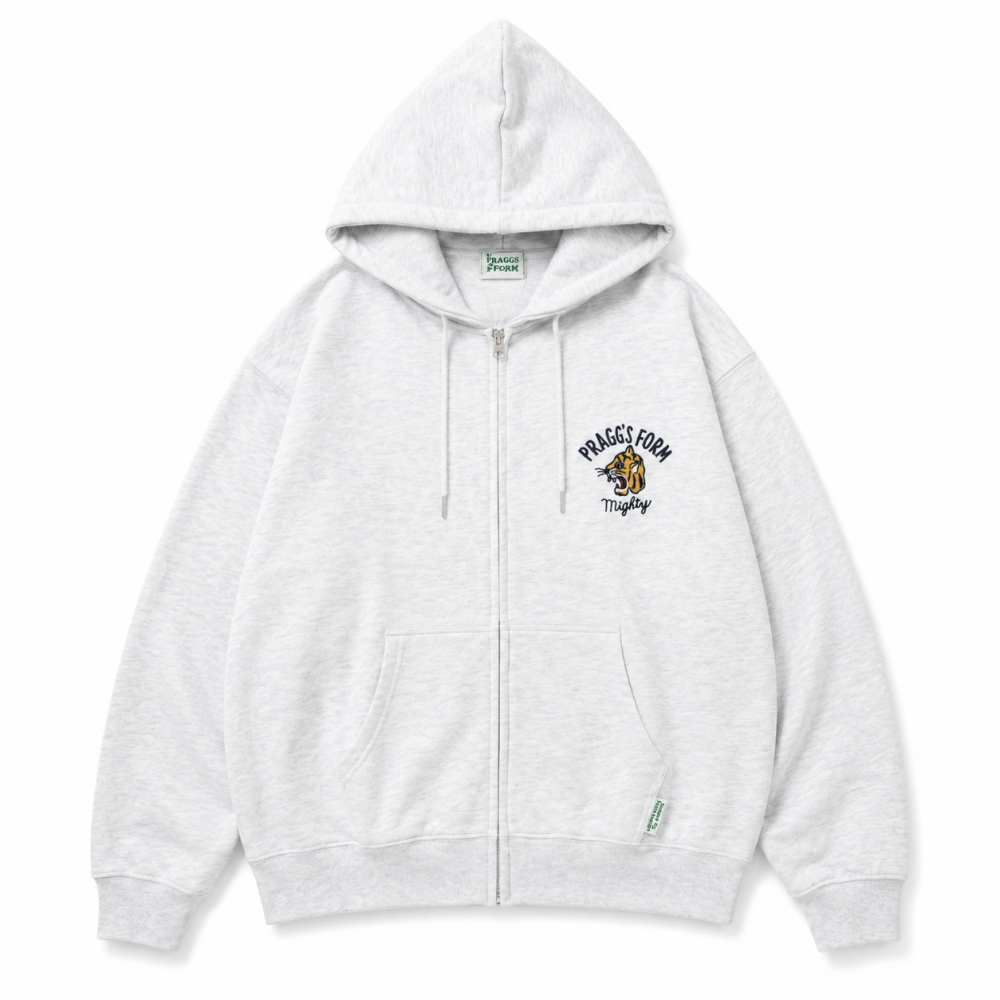 POWER TO THE PEOPLE TIGER ZIP パーカー KINARI WHITE