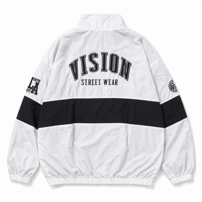 B品 VISION STREET WEAR ヴィンテージワッペン ナイロンブルゾンジャケット WHITE