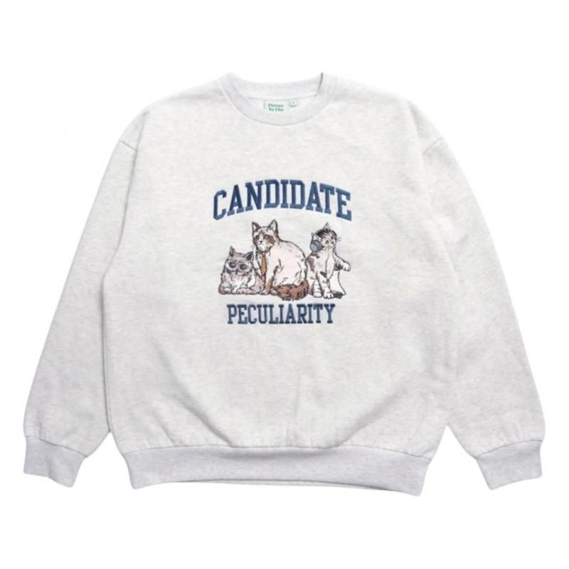 POWER TO THE PEOPLE College Cats 裏起毛スウェット KINARI WHITE