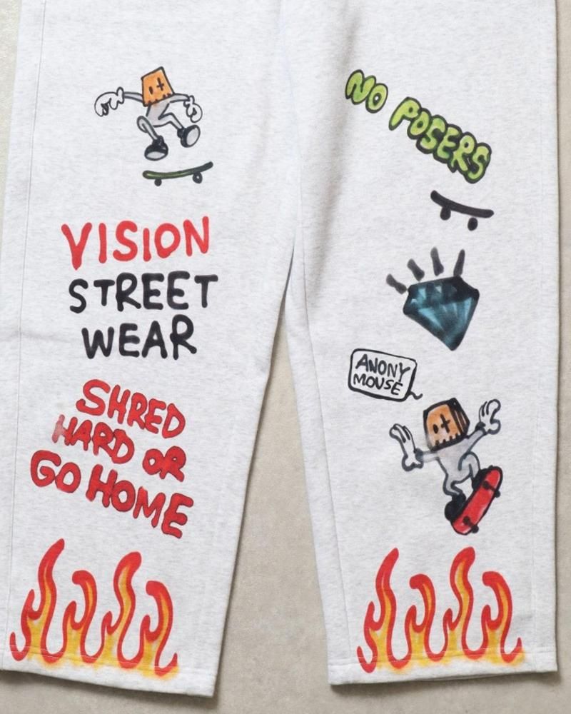 VISION STREET WEAR guernika All-Print スウェットパンツ GRAY